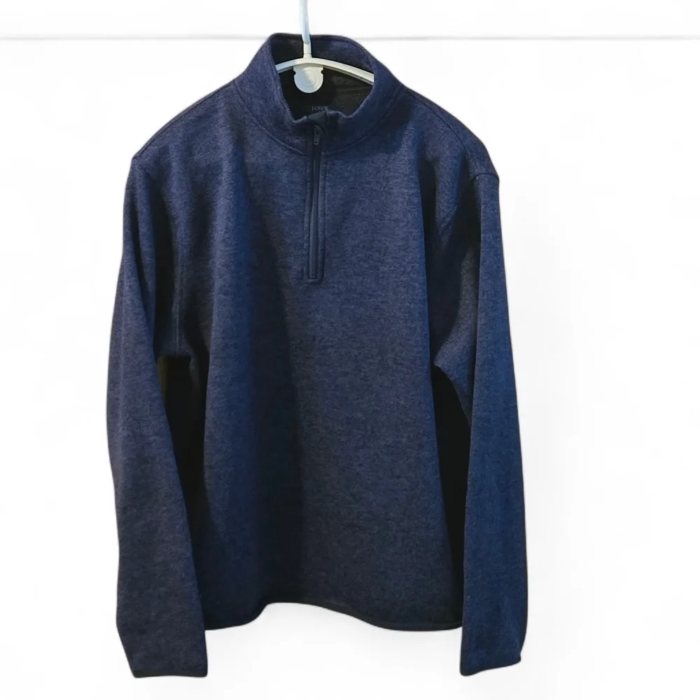 J.CREW Authentic Fleece Sweater Men's Size XL 1/4 Zip Mock Pullover Charcoal